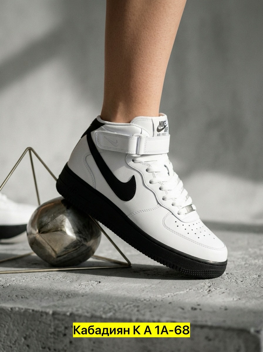 nike кроссовки air force 1 mid "white/black",кроссовки nike air force 1 mid,nike air force 1 mid white,nike air force 1,nike air force 1 mid