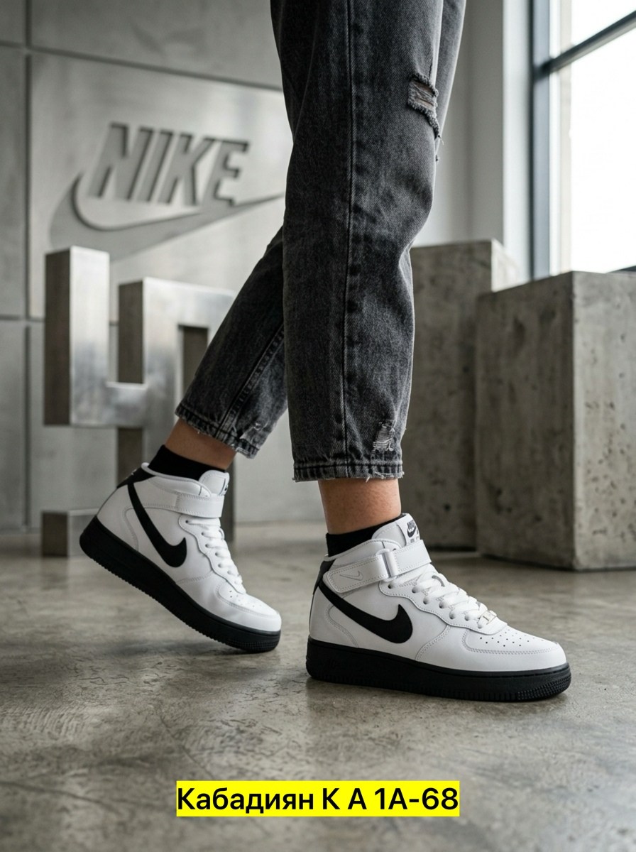 nike кроссовки air force 1 mid "white/black",кроссовки nike air force 1 mid,nike air force 1 mid white,nike air force 1,nike air force 1 mid