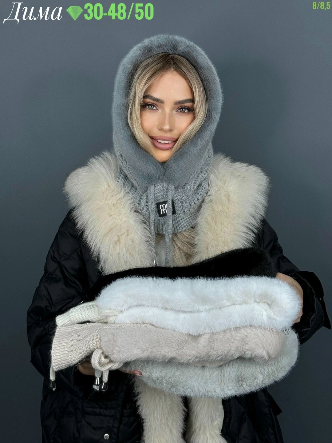 капор пушистый капюшон miu 534888423,капор капюшон,капор женский,шапка с мехом,капор пушистый капюшон miu