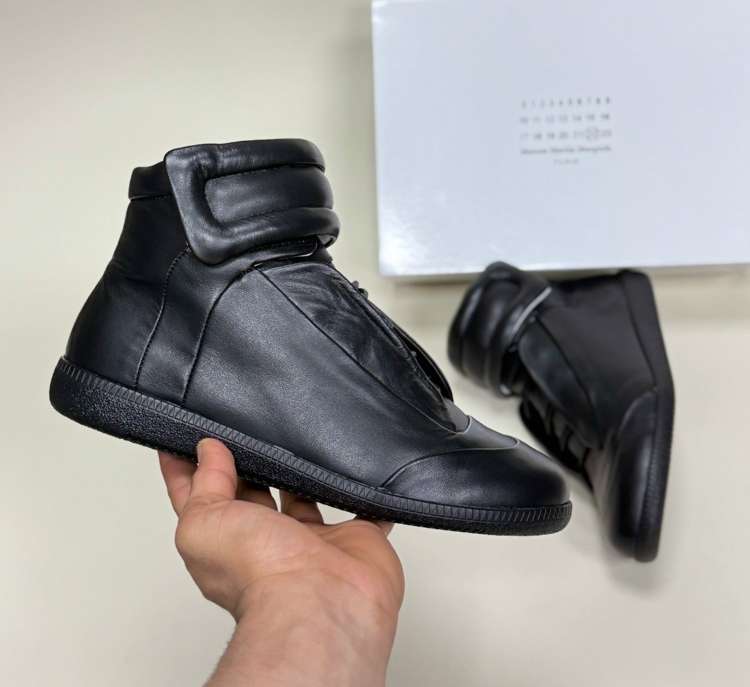 maison margiela future black men 10 43 leather high top sneakers,кроссовки maison margiela future,,maison margiela future high top sneakers,мейсон марджела кроссовки