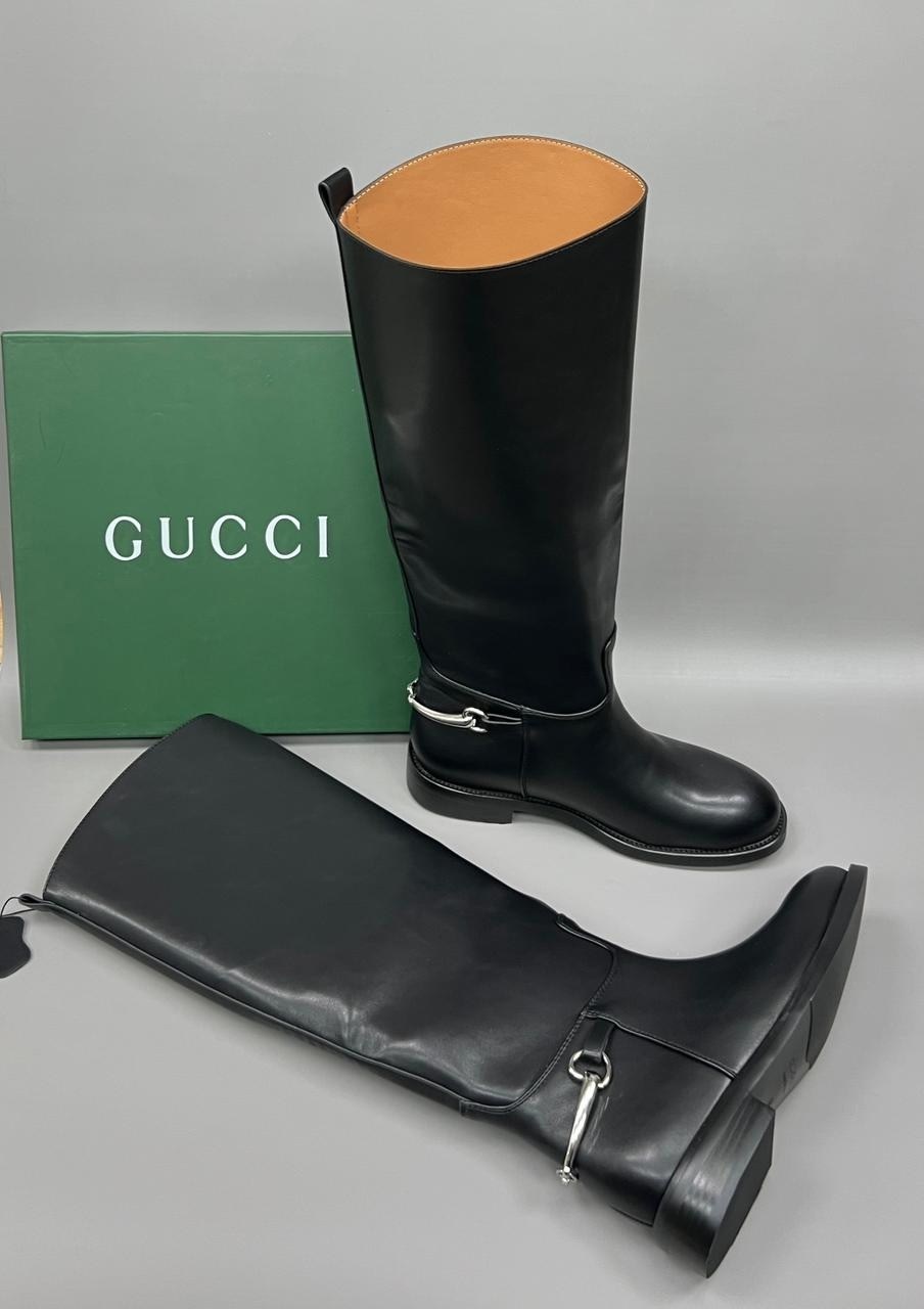 брендовые сапоги gucci женские кожаные на низком каблуке,сапоги hermes,gucci сапоги,женские осенние сапоги gucci черные кожаные,сапоги гуччи