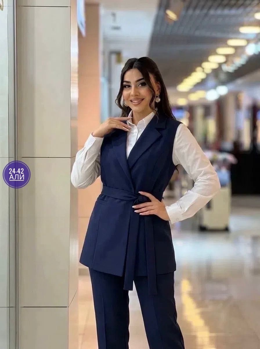 костюм брючный деловой с жилетом key fashion,брючный костюм женский с жилетом,костюм брючный с жилетом арт. 13004,43004,костюм брючный с жилеткой женский,костюм брючный деловой с жилеткой millys