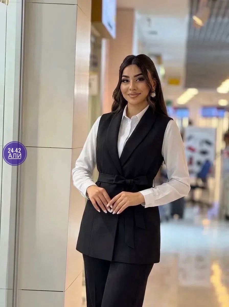костюм брючный деловой с жилетом key fashion,брючный костюм женский с жилетом,костюм брючный с жилетом арт. 13004,43004,костюм брючный с жилеткой женский,костюм брючный деловой с жилеткой millys
