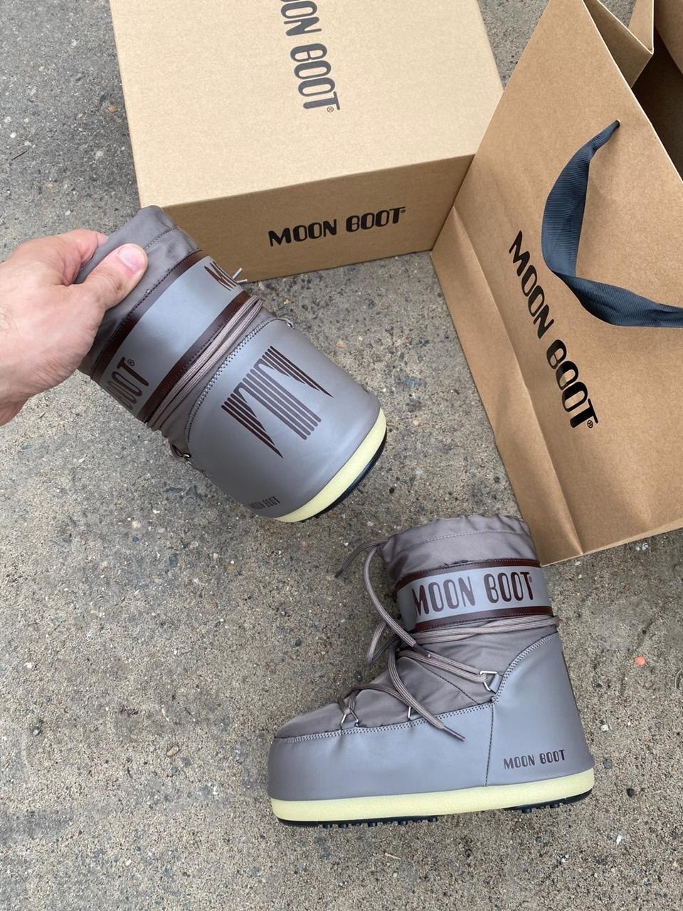 серые нейлоновые сапоги icon low moon boot,зимние ботинки moon boot,сноубутсы moon boot,moon boot ботинки,moon boot