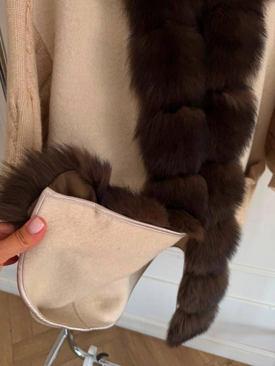 пальто с мехом,пальто из натурального меха,меховое пальто,пальто шерстяное с мехом соболя stone,кардиган с мехом