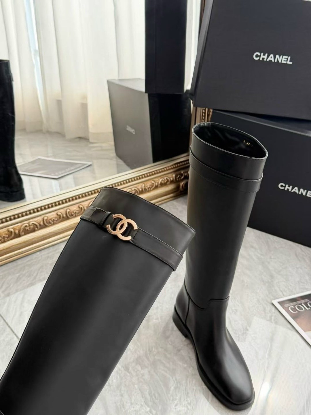 сапоги chanel,женские брендовые кожаные сапоги chanel premium,женские осенние сапоги chanel 2026 черные кожаные высокие,сапоги кожаные chanel,шанель сапоги