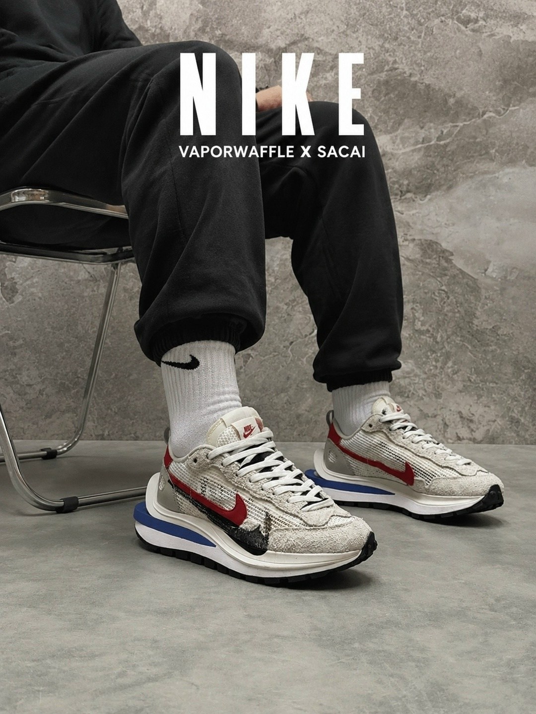sacai nike vaporwaffle black white,sacai x nike vaporwaffle black white,sacai x nike vapowaffle black white,кроссовки nike sacai x vapowaffle black white черный,nike sacai vaporwaffle black