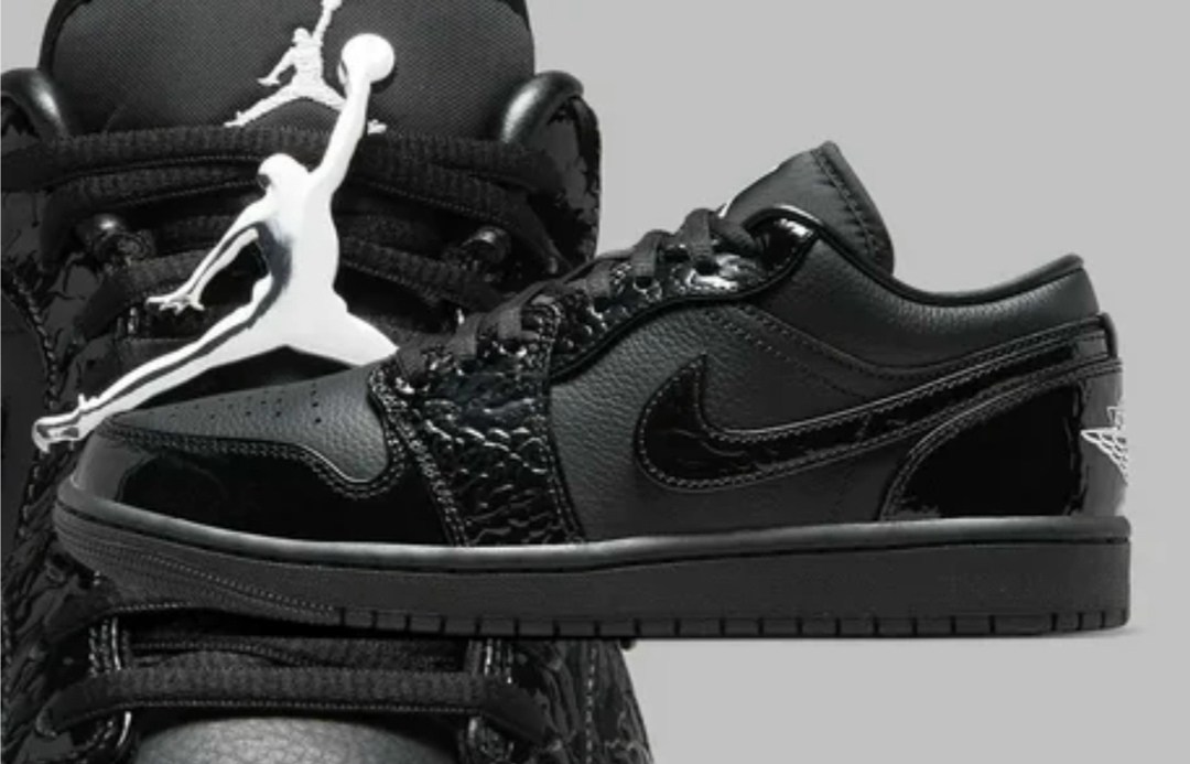 nike air jordan 1 low,nike air jordan 1 low se,air jordan 1 low,чёрные кроссовки nike air jordan 1 low se black croc,air jordan 1 low se