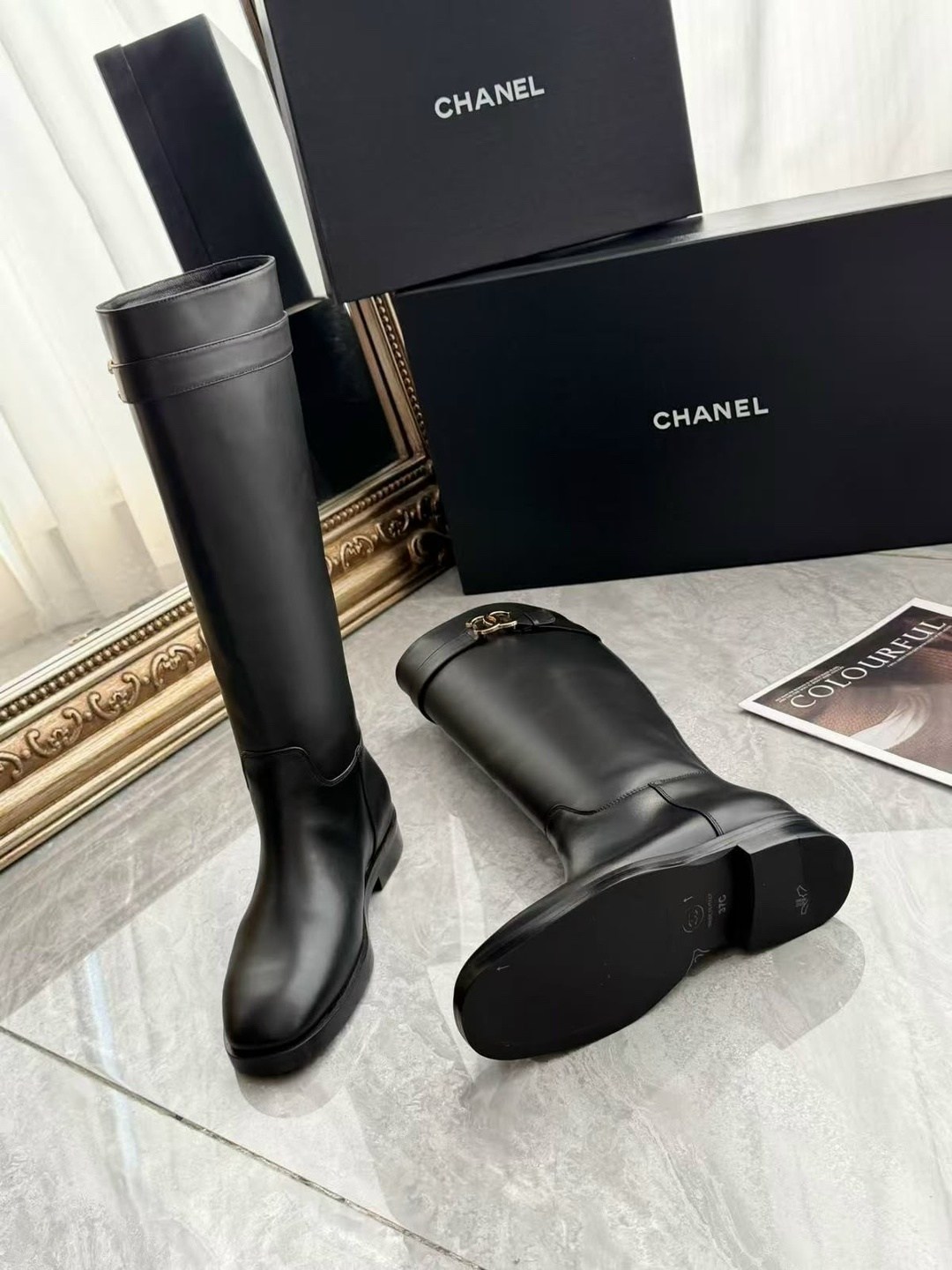 сапоги chanel,женские брендовые кожаные сапоги chanel premium,женские осенние сапоги chanel 2026 черные кожаные высокие,сапоги кожаные chanel,шанель сапоги