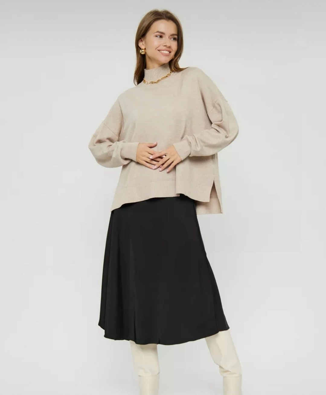 свитер оверсайз джемпер,базовый шерстяной свитер trends brands,джемпер oversize,джемпер бежевый,объёмный джемпер оверсайз бежевый