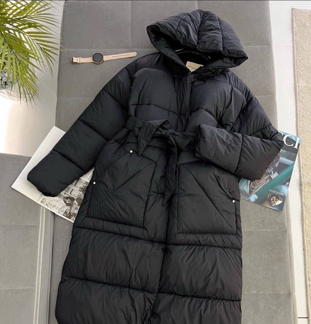пуховик max mara,пуховик женский,пуховик для женщин,пуховик burberry,женское длинное пальто на белом утином пуху с капюшоном и поясом