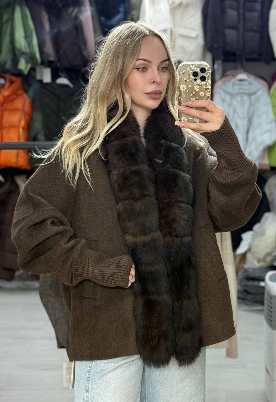 пальто с мехом,пальто с норкой,шерстяное пальто с меховой отделкой blumarine,пальто с мехом норки,короткое меховое пальто из соболиного меха