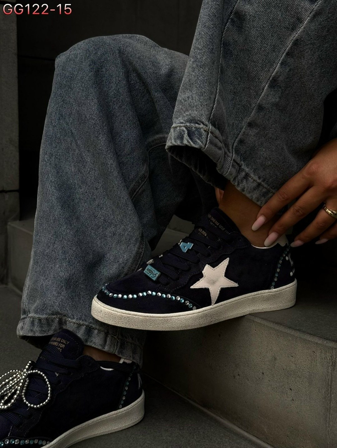 кроссовки golden goose hi star classic синий,кеды golden goose,кроссовки golden goose,кроссовки golden goose wmns superstar dark blue glitter синий,
