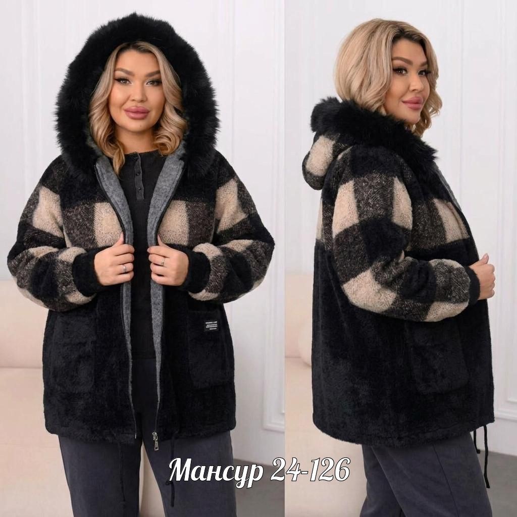 женская кофта,пальто в клетку для полных женщин,женская куртка,куртка меховая,женское пальто большого размера шерсть на синтепоне
