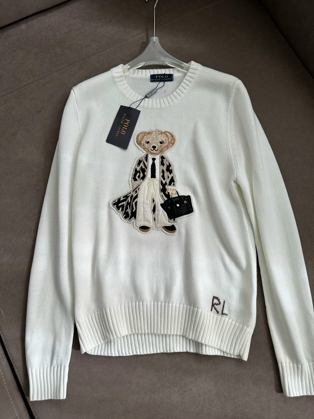 свитер ralph lauren,джемпер с аппликацией polo bear от ralph lauren collection,женский свитер ralph lauren,элитный женский свитер ralph lauren bp-20322,polo ralph lauren джемпер с принтом polo bear