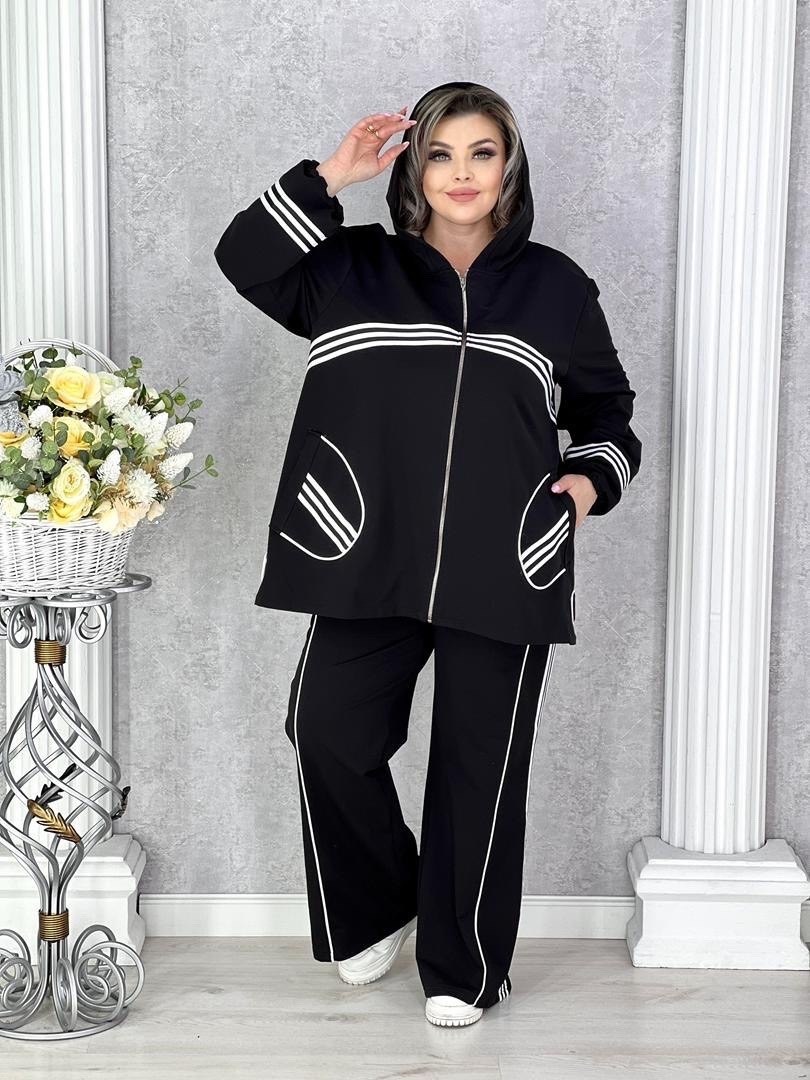 спортивный костюм больших размеров с брюками паллацо janna collection,костюм двойка женская,костюм двойка,костюм спортивный женский,костюм спортивный