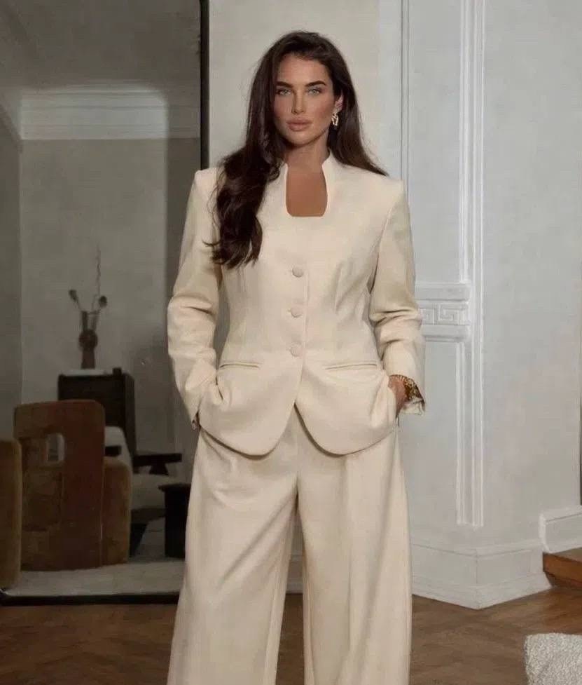 брючный костюм the.woman 174/175 беж,брючный костюм,белый брючный костюм,женские брючные костюмы,костюм с брюками палаццо женский летний