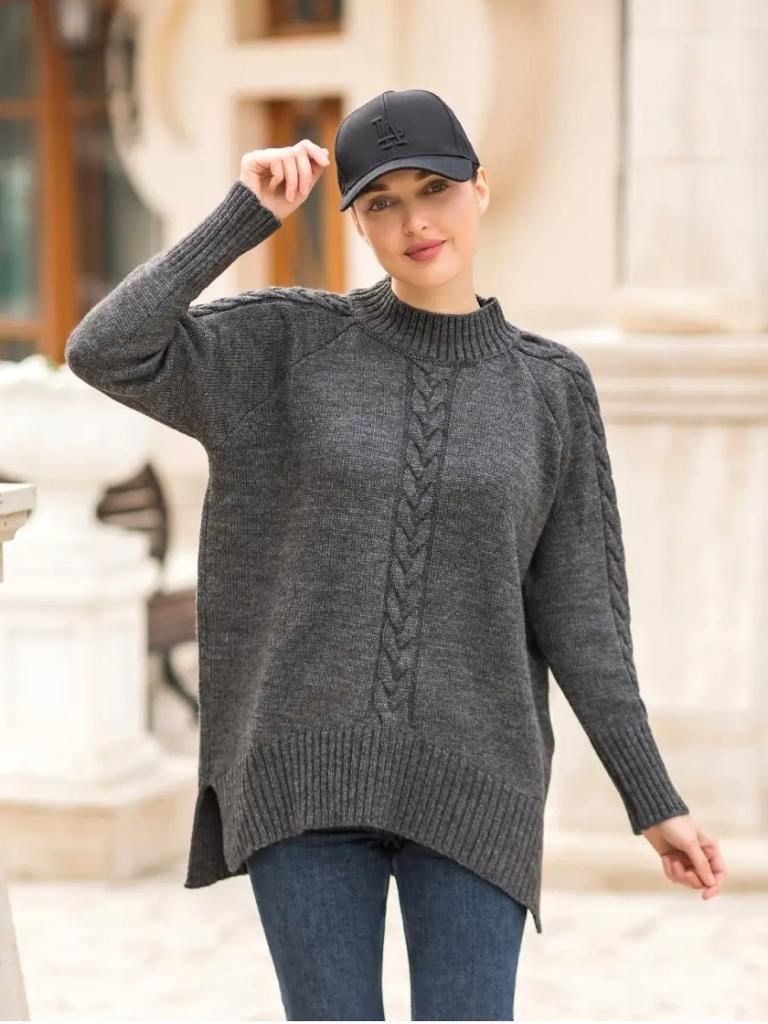 свитер оверсайз oversize вязаный с горлом удлиненный zhukova care 49238824,бежевый джемпер,свитер женский,свитер оверсайз,джемпер оверсайз