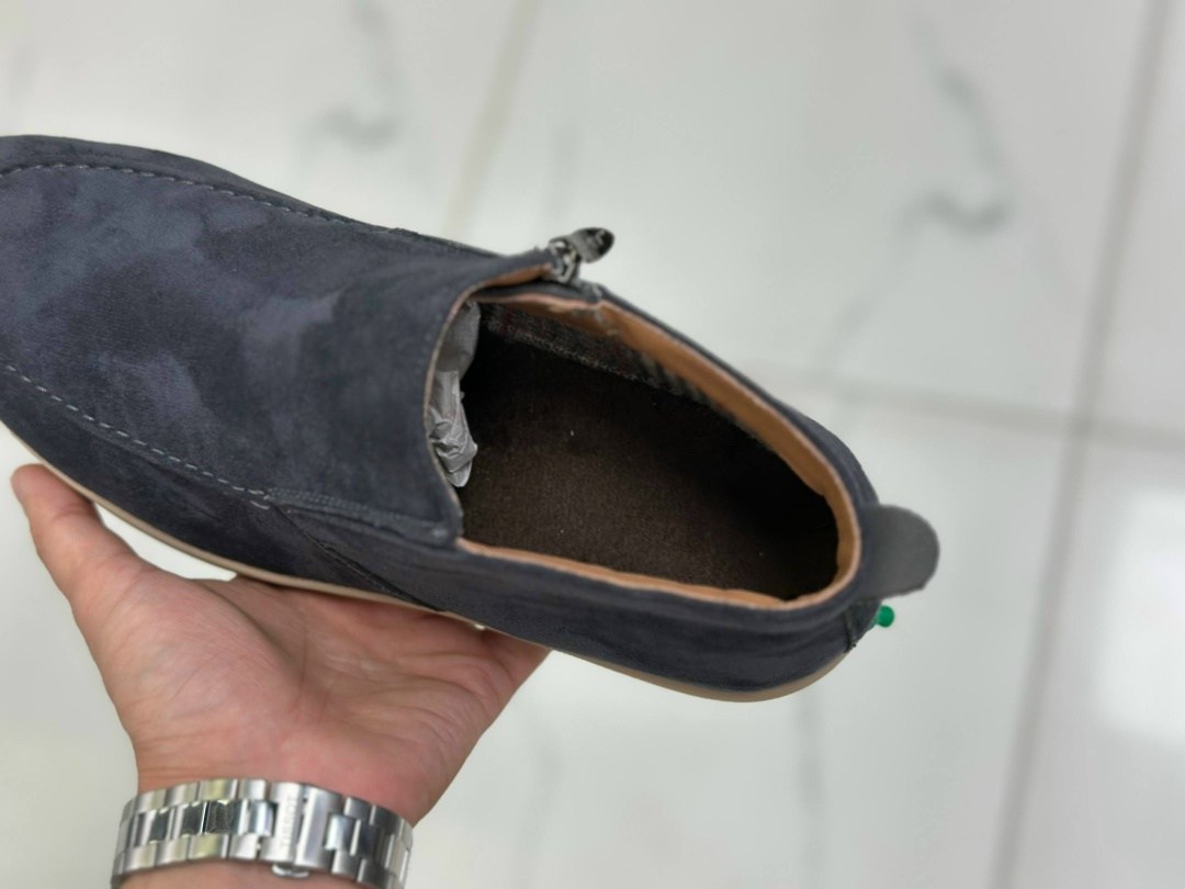 ботинки лоферы мужские кожаные loro piana leather matte black,,ботинки лоферы мужские кожаные loro piana leather black,лоферы мужские высокие,мужские зимние лоферы loro piana кожаные черные