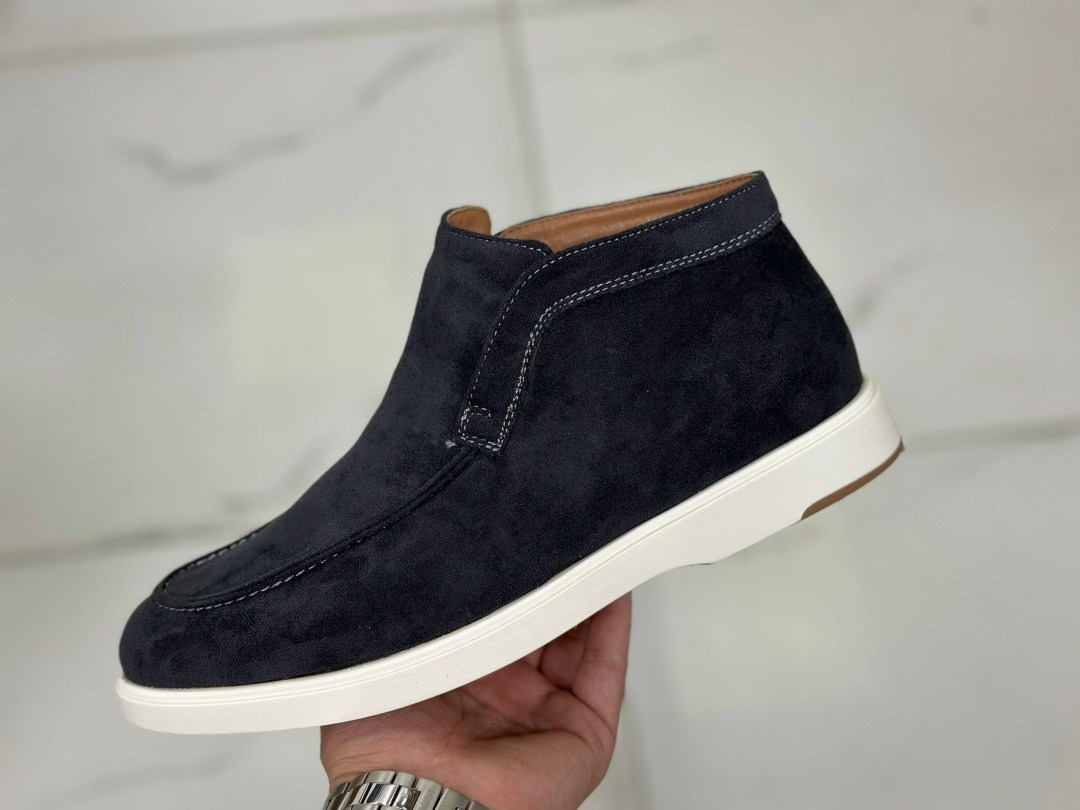 ботинки лоферы мужские кожаные loro piana leather matte black,,ботинки лоферы мужские кожаные loro piana leather black,лоферы мужские высокие,мужские зимние лоферы loro piana кожаные черные