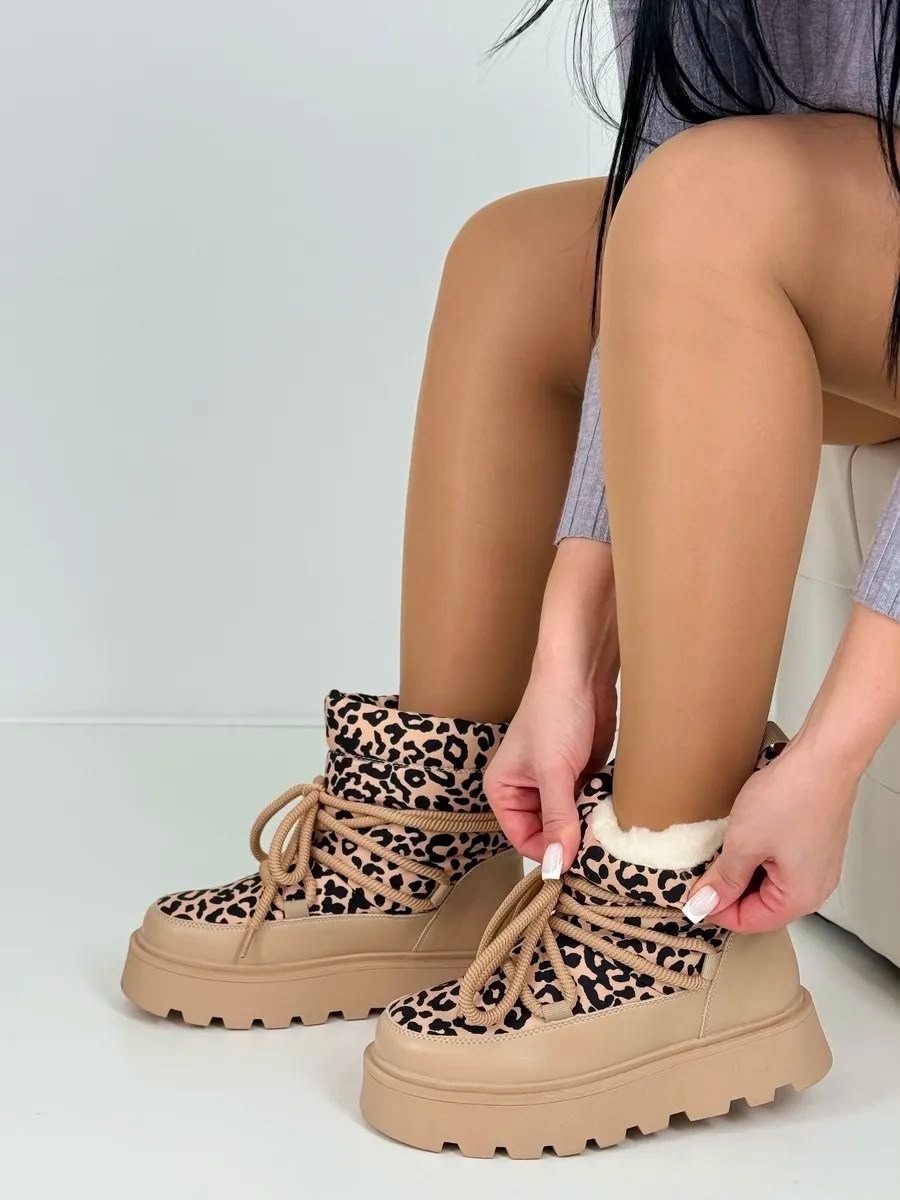 зимние дутики на платформе с мехом elegance emporium,дутики женские,,дутики леопардовые,дутики зимние леопардовые на платформе behave 250146220