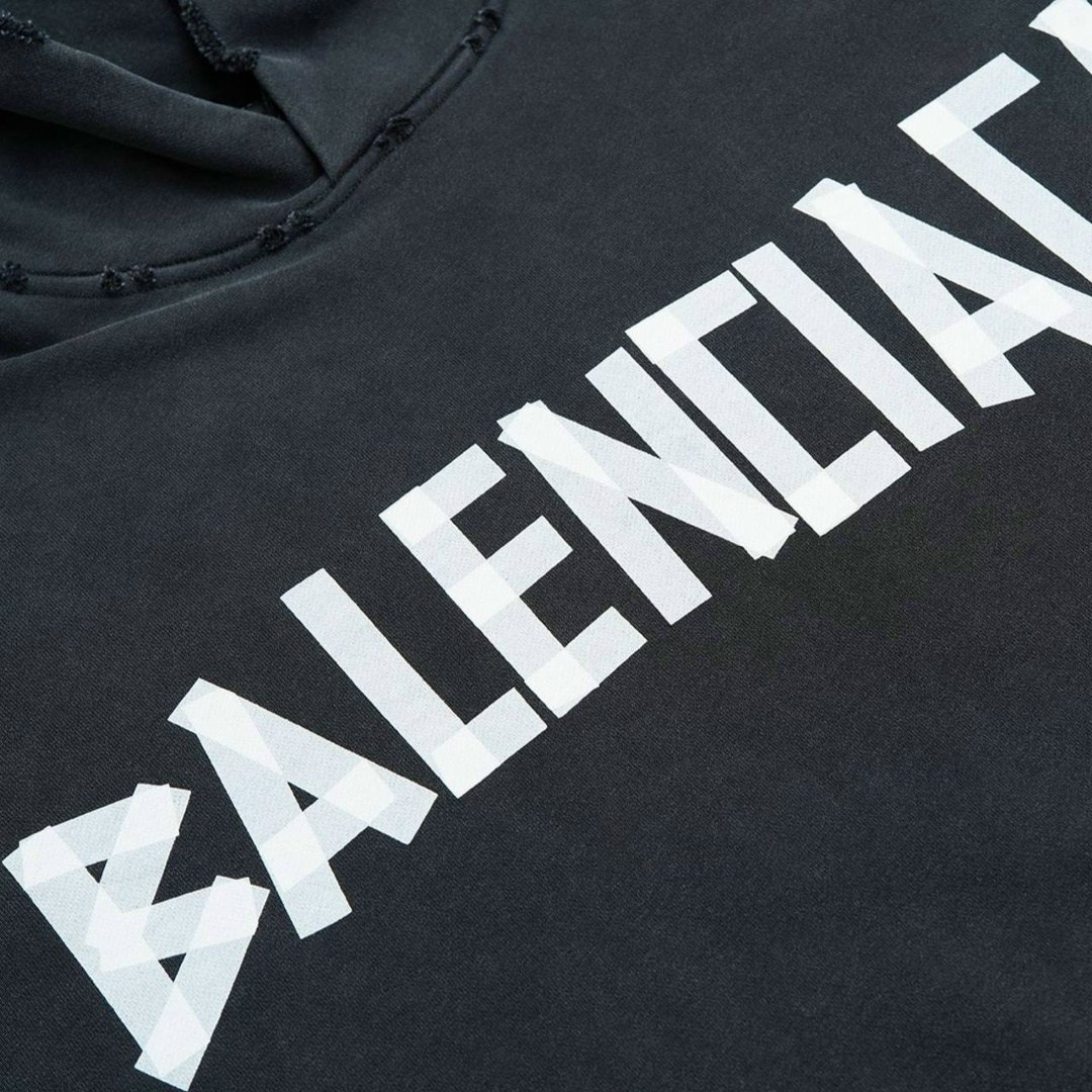 толстовка balenciaga с новым логотипом ленты,худи balenciaga,худи tape type с логотипом balenciaga черный,толстовка,balenciaga hoodie