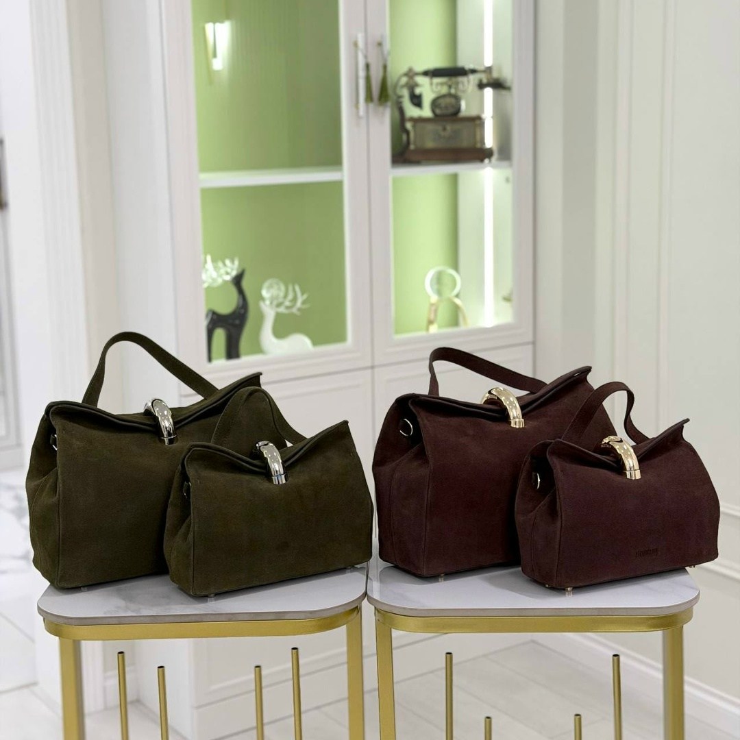 сумка саквояж shapely фактура бархатистая хаки золотистый,сумки,замшевая сумка,сумка из натуральной замши,сумка женская polene натуральная замша