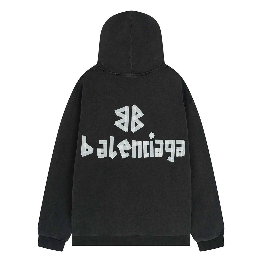 толстовка balenciaga с новым логотипом ленты,худи balenciaga,худи tape type с логотипом balenciaga черный,толстовка,balenciaga hoodie
