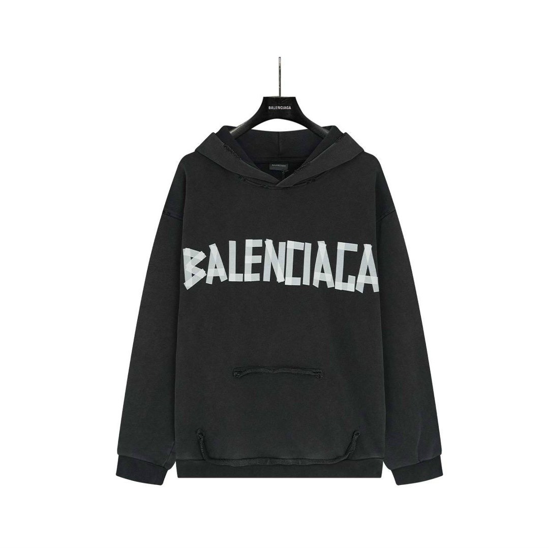 толстовка balenciaga с новым логотипом ленты,худи balenciaga,худи tape type с логотипом balenciaga черный,толстовка,balenciaga hoodie