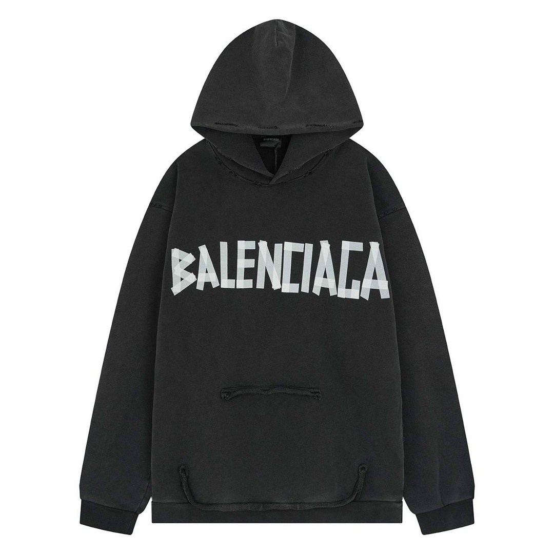 толстовка balenciaga с новым логотипом ленты,худи balenciaga,худи tape type с логотипом balenciaga черный,толстовка,balenciaga hoodie