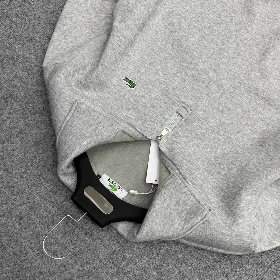 lacoste men s long sleeve quarter zip cotton sweatshirt silver,толстовка мужская lacoste casual серая,lacoste sweatshirt men's lacoste 1/4 zip neck cotton sweat,толстовка мужская светло-серая lacoste,