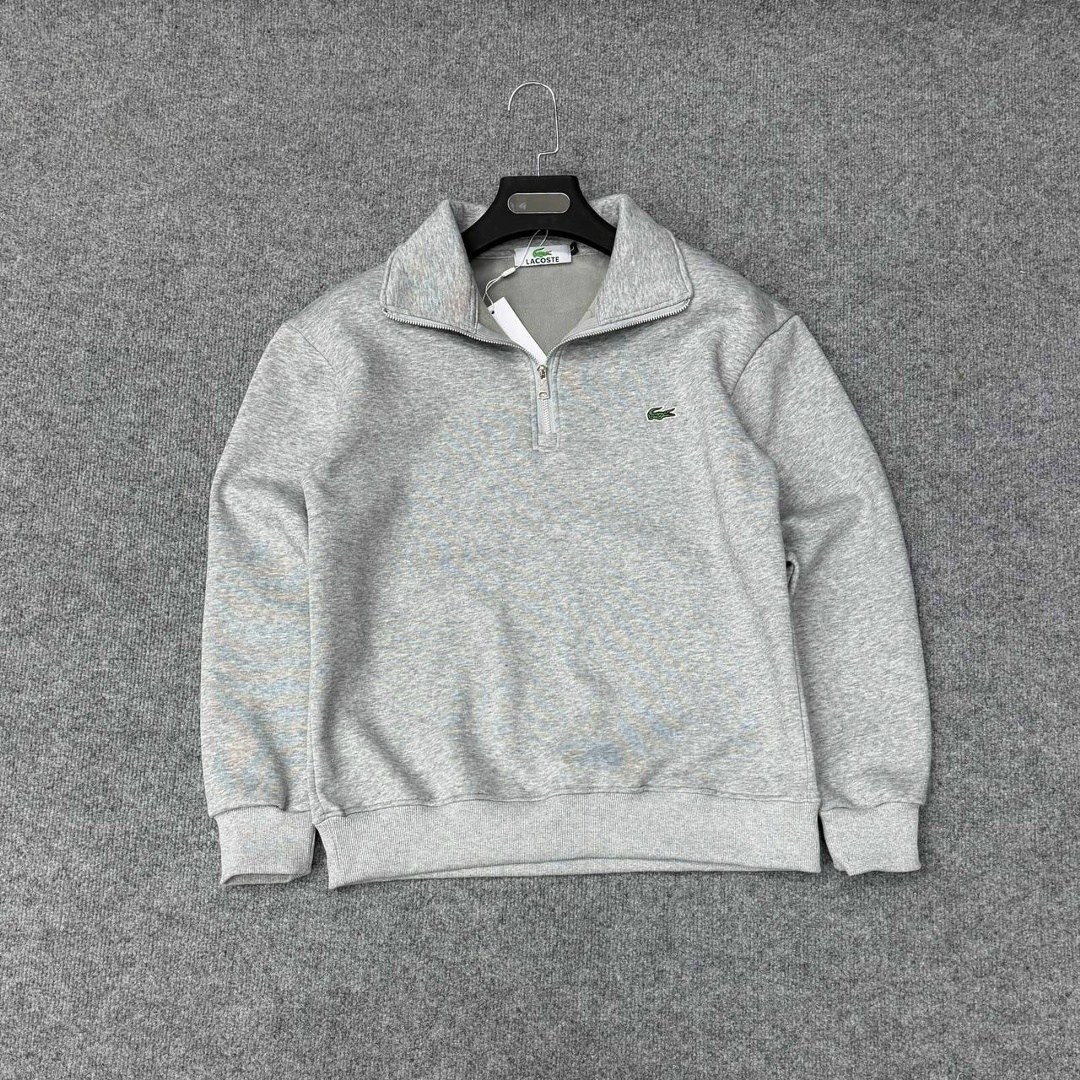 lacoste men s long sleeve quarter zip cotton sweatshirt silver,толстовка мужская lacoste casual серая,lacoste sweatshirt men's lacoste 1/4 zip neck cotton sweat,толстовка мужская светло-серая lacoste,