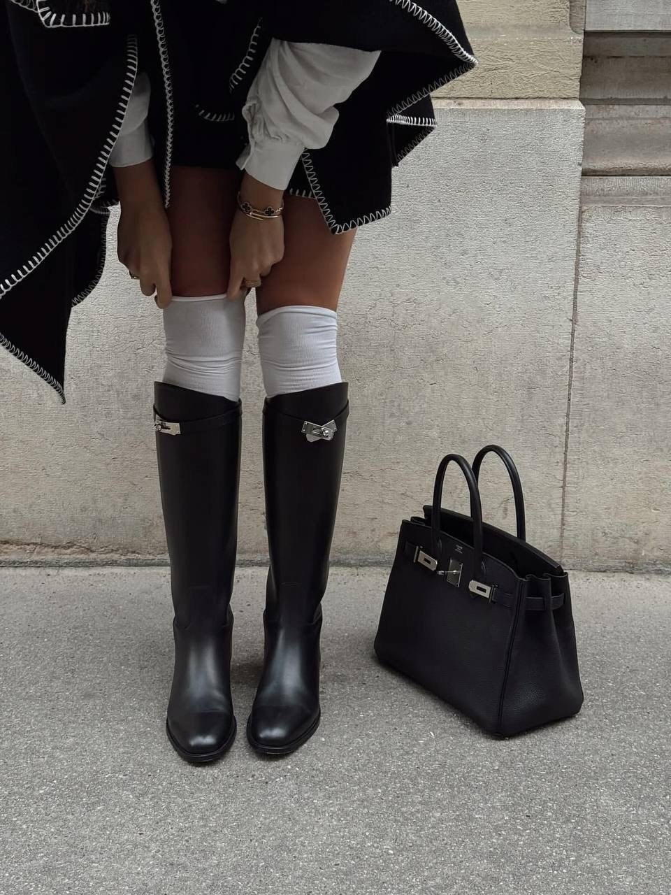 сапоги hermes,модные сапоги,женские черные кожаные сапоги hermes jumping,сапоги до колен,черные сапоги