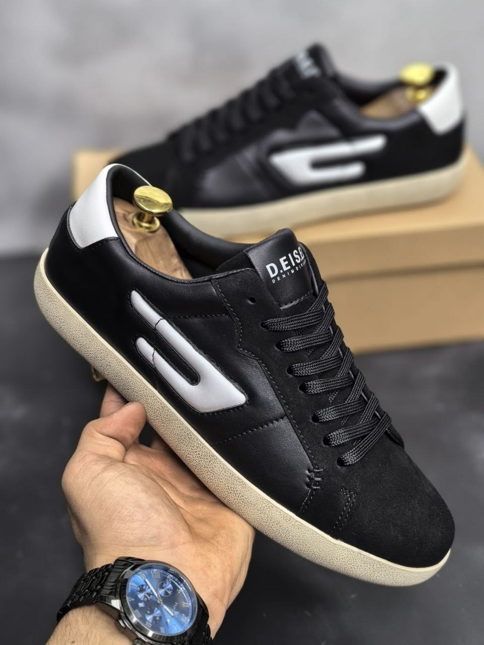 кеды diesel,мужские кеды diesel y03336p2034,,кроссовки diesel zapatillas black white,кеды diesel premium shoes 223128008
