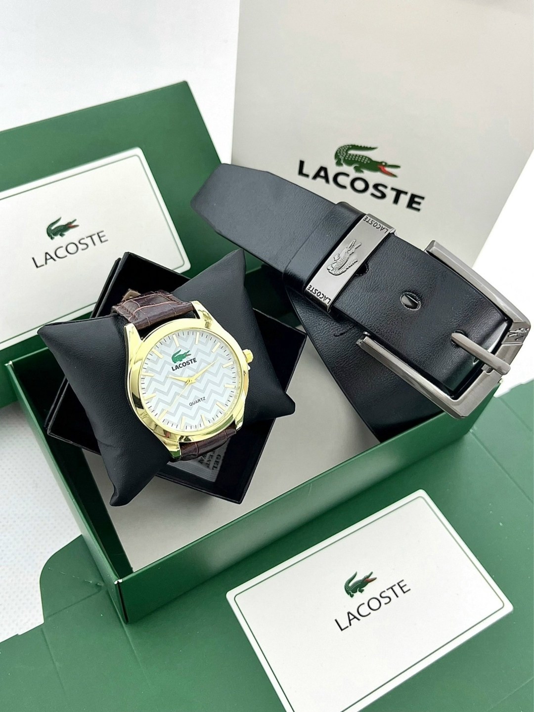 часы и ремень набор,подарочный набор lacoste,подарочный набор мужчине часы наручные и ремень,набор часы,часы наручные кварцевые подарочный набор ремень и часы