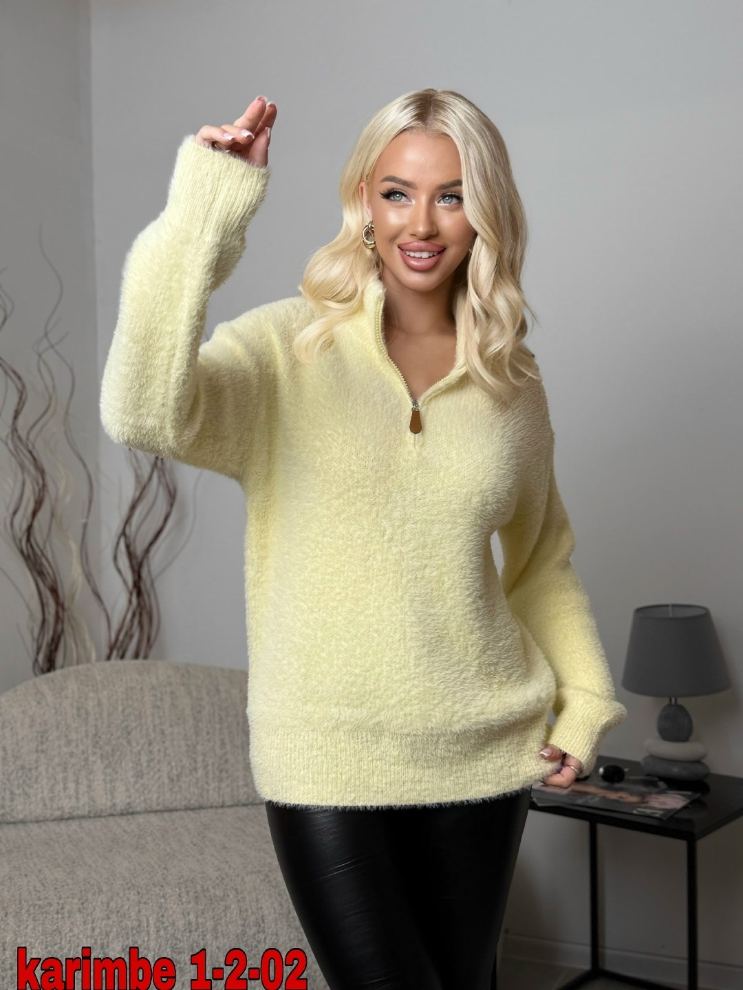 женская кофта,свитер вязаный оверсайз с горлом и молнией dh fashion,кофта,кофта свитер,свитер с замком