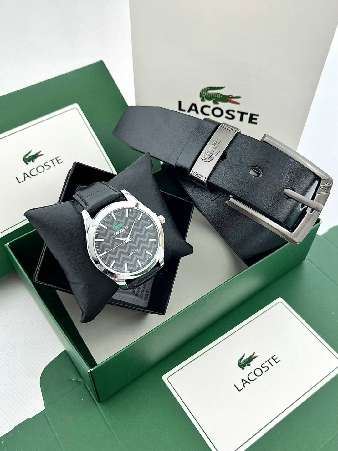 часы и ремень набор,подарочный набор lacoste,подарочный набор мужчине часы наручные и ремень,набор часы,часы наручные кварцевые подарочный набор ремень и часы