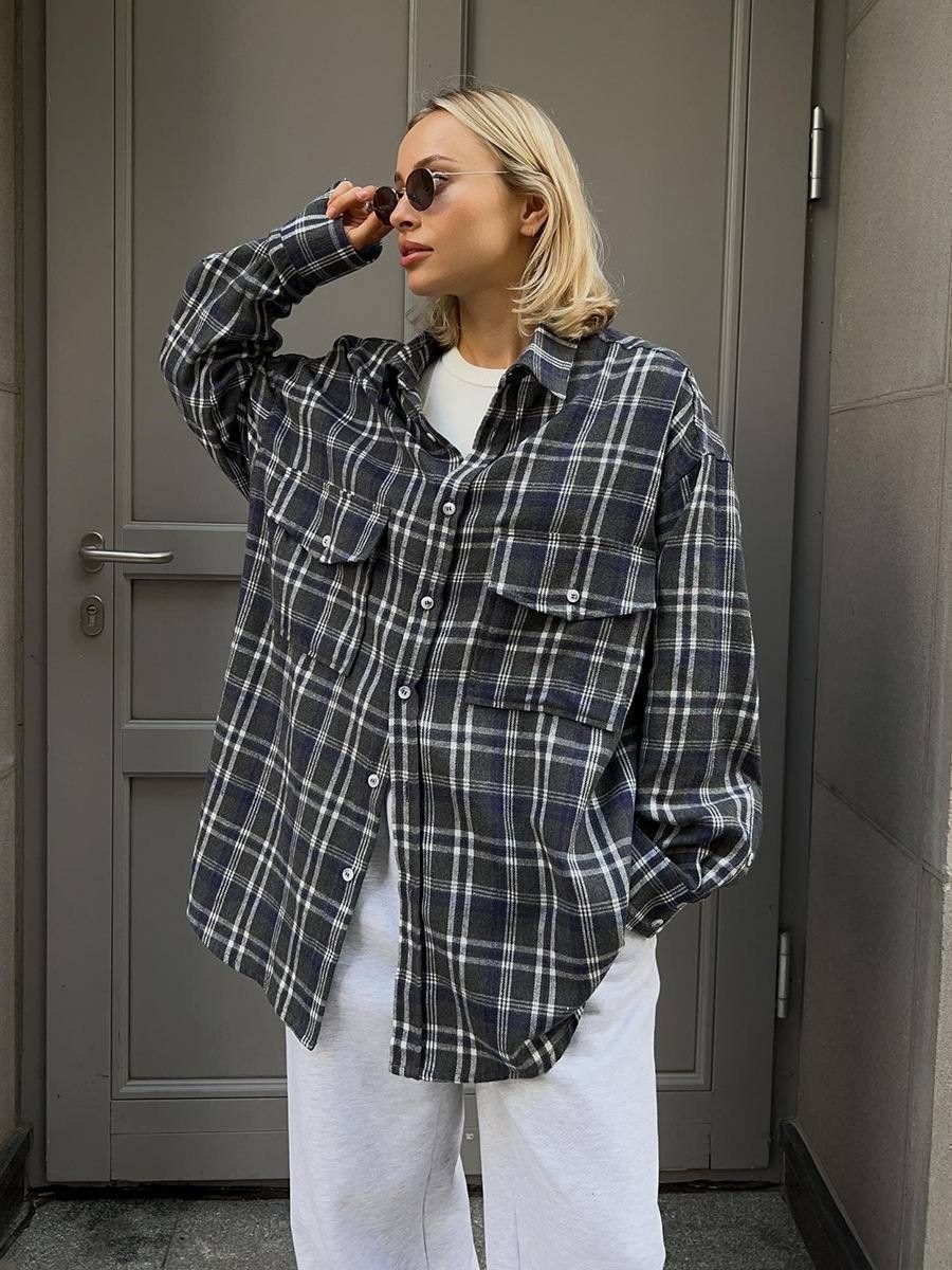 рубашка оверсайз в клетку betrendy wear,рубашка женская оверсайз,женская рубашка oversize в клетку,рубашка женская в клетку оверсайз,рубашка в клетку оверсайз удлиненная
