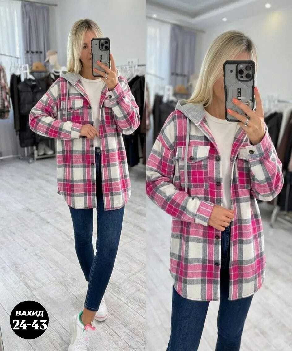 рубашка оверсайз теплая в клетку удлиненная amy store,рубашка с капюшоном,рубашка в клетку с капюшоном,рубашка женская в клетку с капюшоном,рубашка в клетку женская