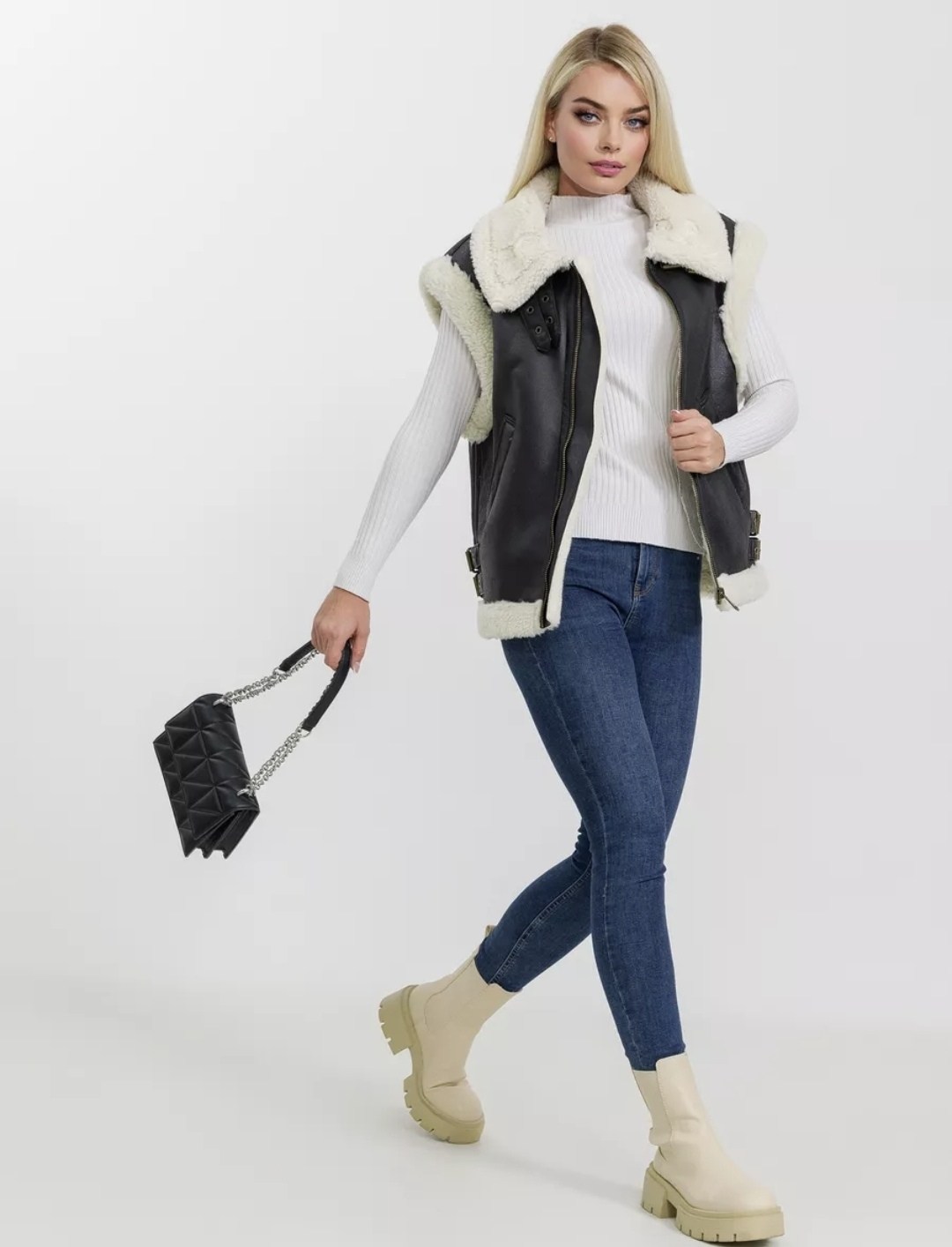 жилетка авиатор,жилетка дубленка авиатор утепленная glossy style,жилетка женская,жилетка дубленка утепленная меховая арт.486522,жилетка дубленка