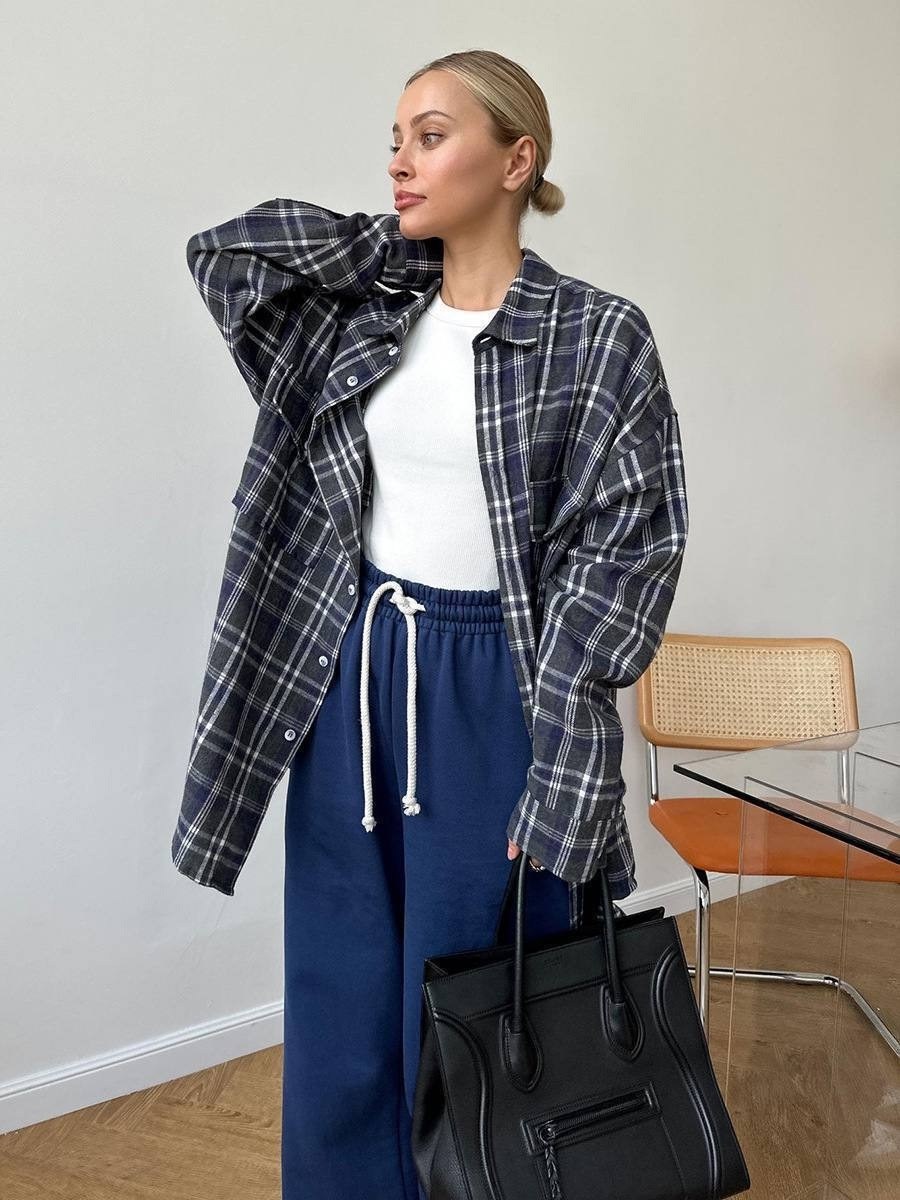 рубашка оверсайз в клетку betrendy wear,рубашка женская оверсайз,женская рубашка oversize в клетку,рубашка женская в клетку оверсайз,рубашка в клетку оверсайз удлиненная