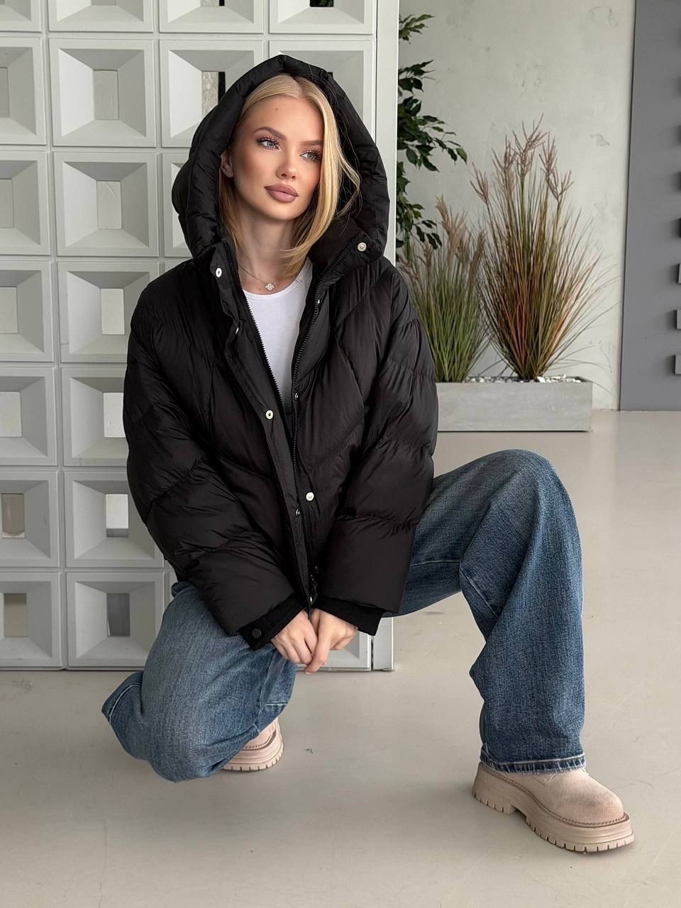 куртка женская tom farr t4f w3602.58 черная xl,куртка оверсайз,пуховик короткий зимняя куртка оверсайз с капюшоном milania style 262186173,демисезонная куртка оверсайз,куртка с капюшоном демисезонная