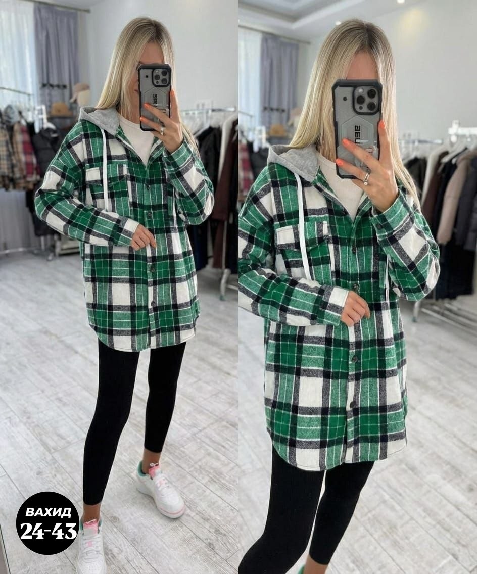 рубашка оверсайз теплая в клетку удлиненная amy store,рубашка с капюшоном,рубашка в клетку с капюшоном,рубашка женская в клетку с капюшоном,рубашка в клетку женская