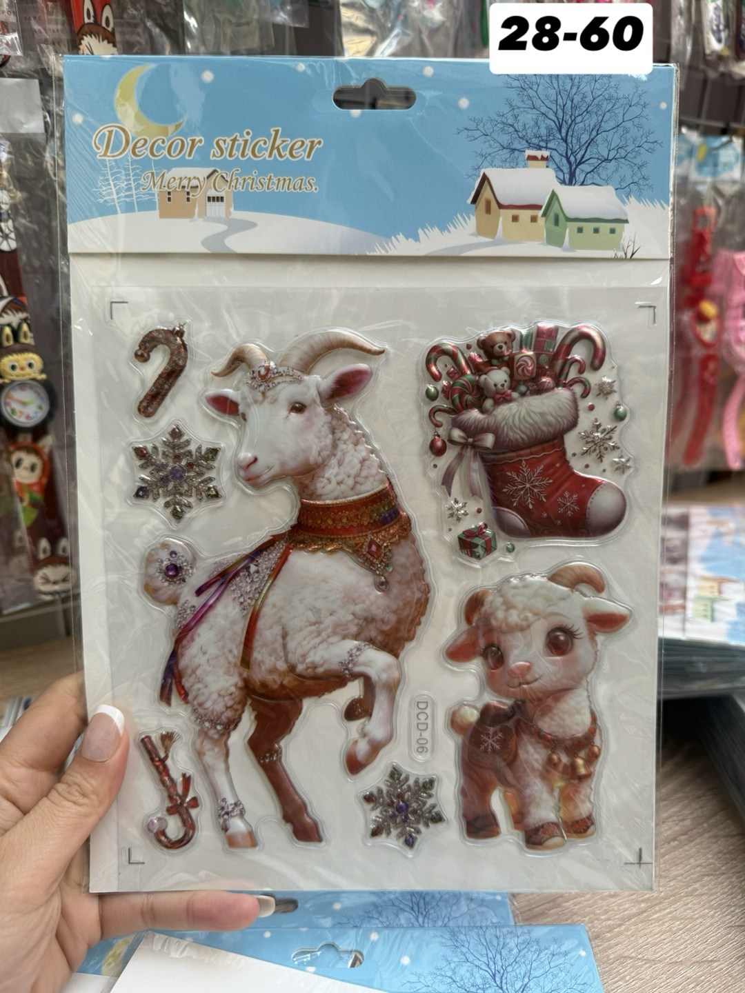 наклейки новогодние,новогодняя наклейка олень,набор наклеек новогодних,наклейки на окна "новогодние" олени, снежинки, 43 х 28 см,новогодние наклейки на окна