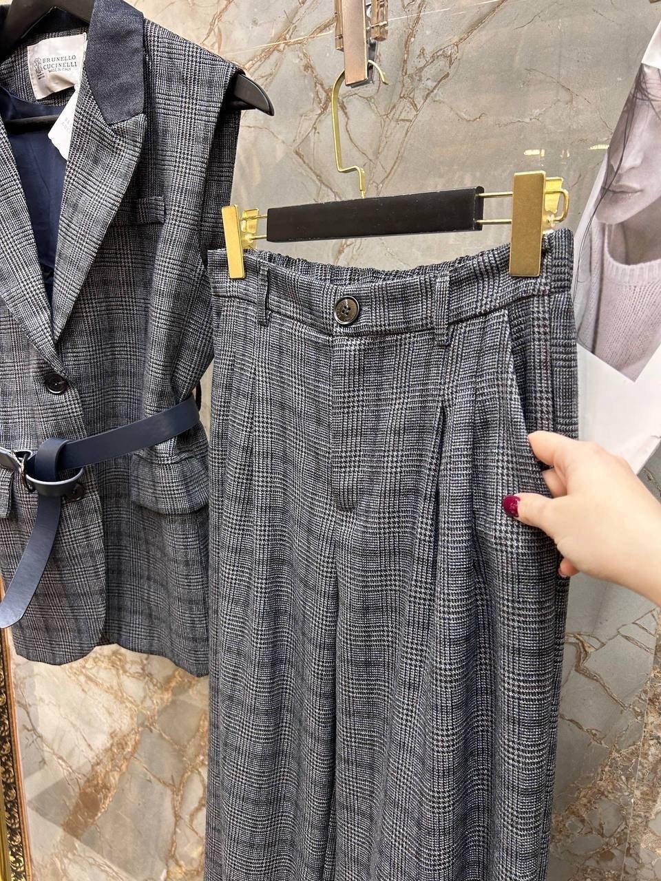 костюм brunello cucinelli,костюм женский,костюм брючный,костюм в клетку,брючный костюм женский в клетку брюки и пиджак