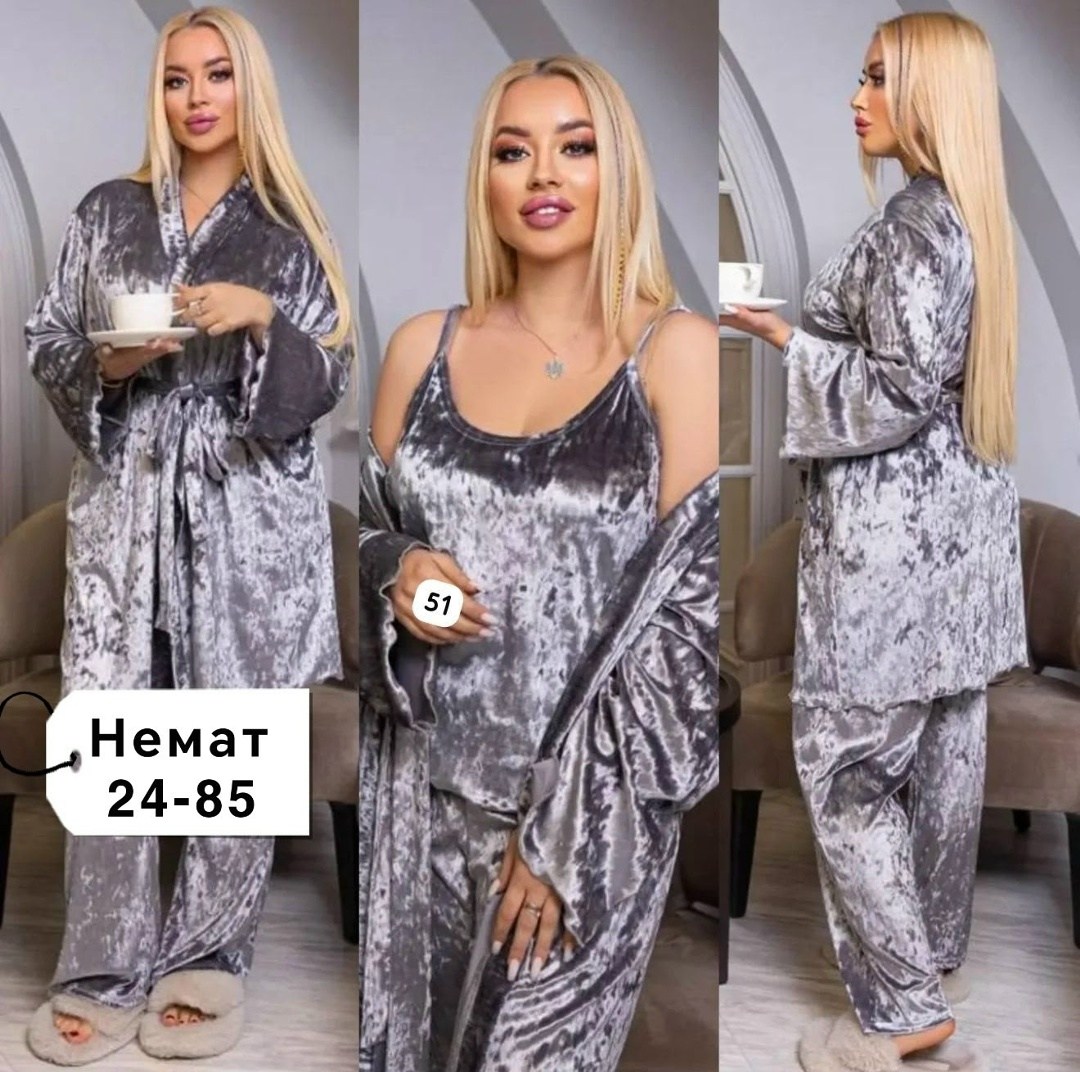 комплект пижамный тройка велюр,пижама велюр,костюм - комплект пижамный тройка велюр арт. 11711758,костюм - пижама тройка женская велюр арт. 11373409,женская пижама бархат 4 в 1