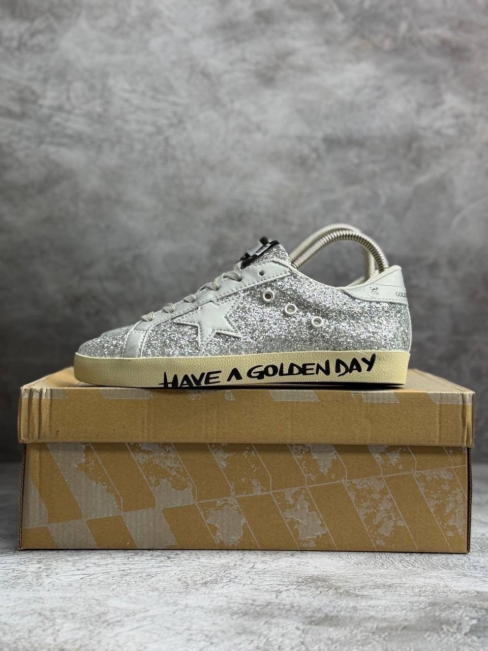 низкие кеды ball-star glitter golden goose,,кроссовки golden goose,star ggdb кеды серебро,golden goose