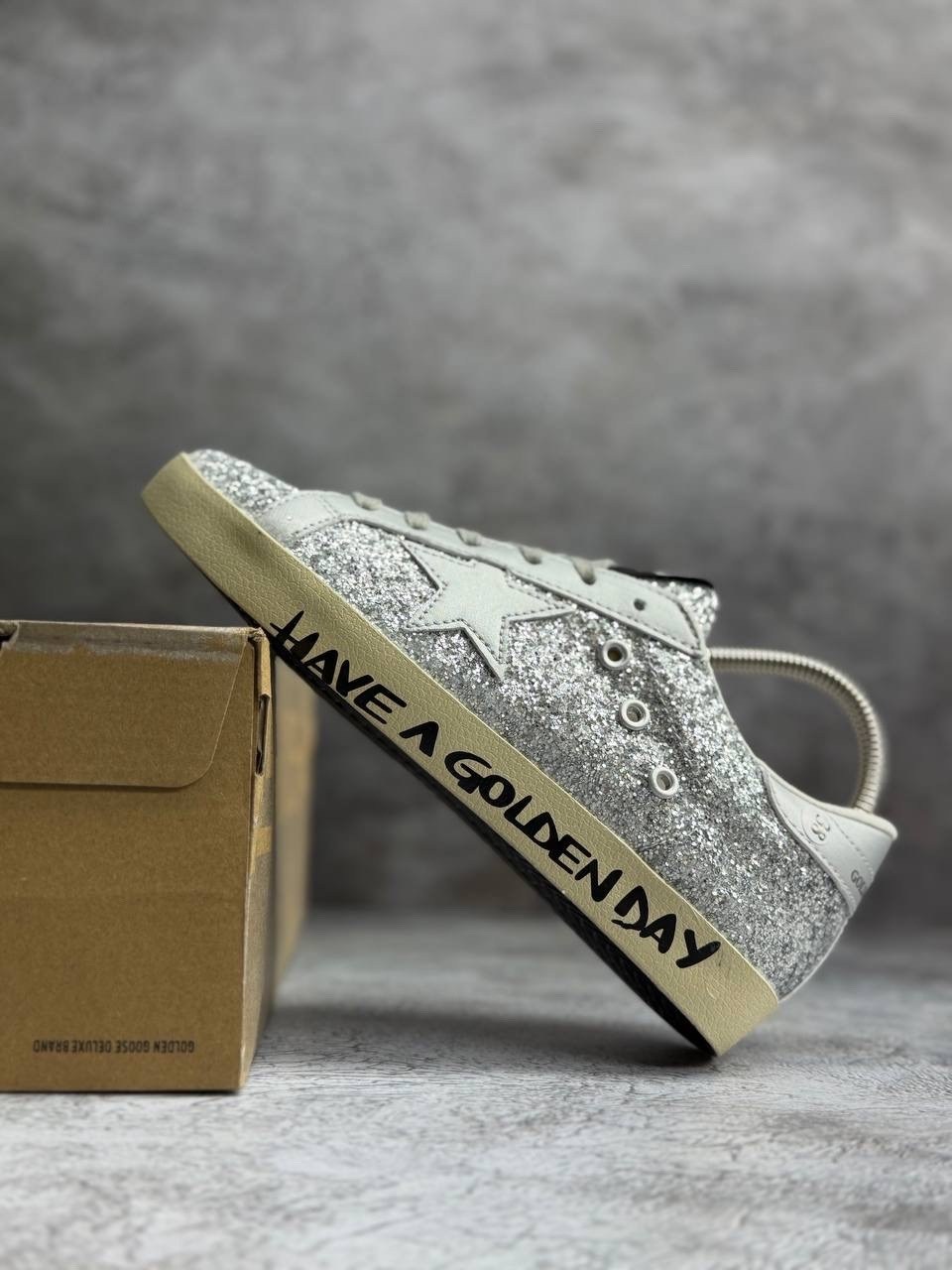 низкие кеды ball-star glitter golden goose,,кроссовки golden goose,star ggdb кеды серебро,golden goose