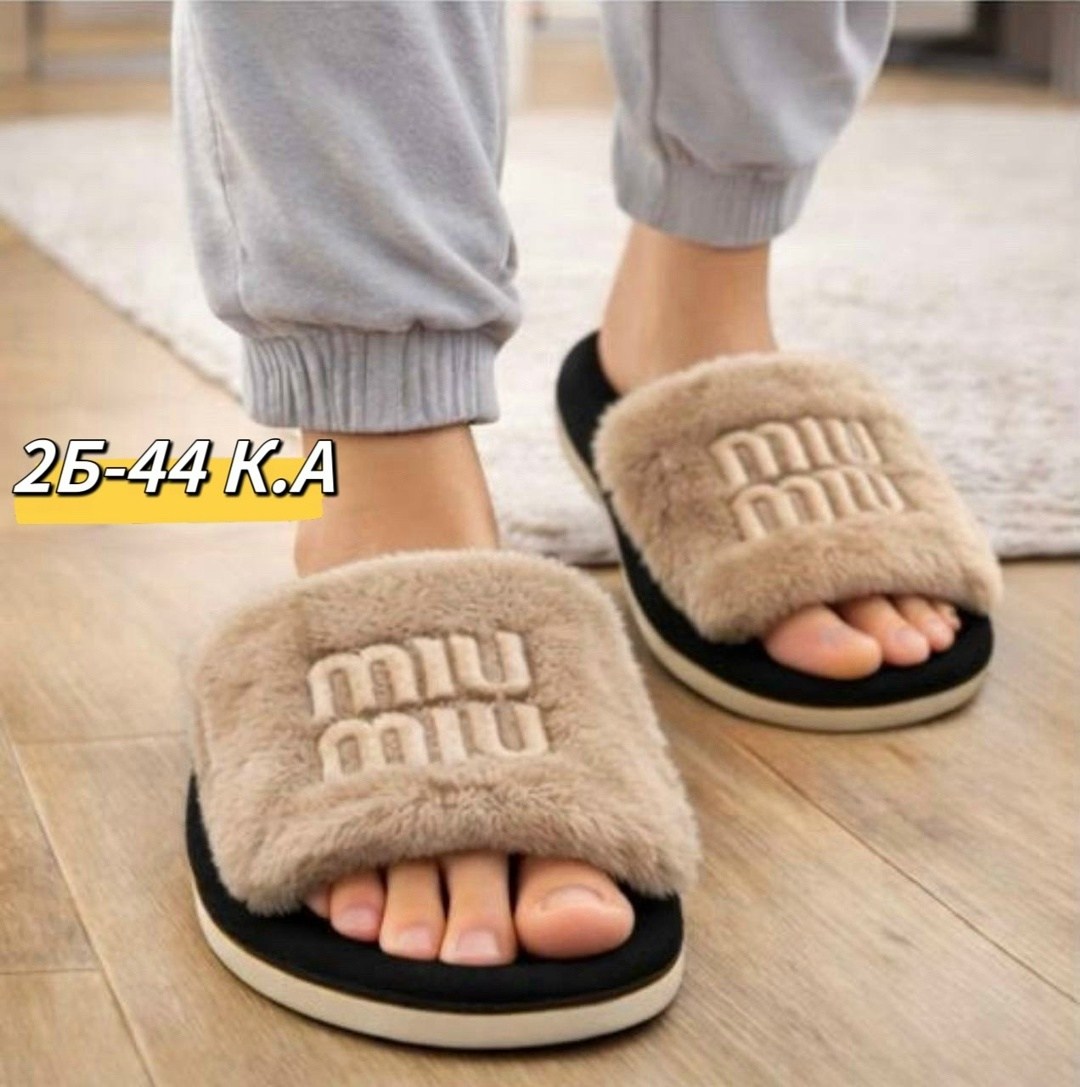 тапочки miu miu,тапочки женские,тапки женские,тапочки меховые,тапочки с мехом