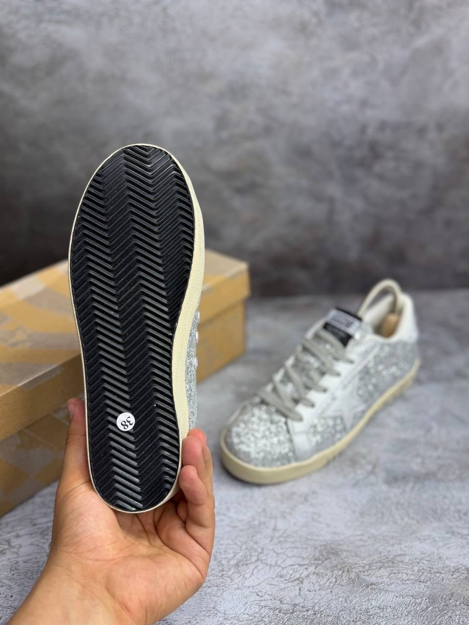 низкие кеды ball-star glitter golden goose,,кроссовки golden goose,star ggdb кеды серебро,golden goose